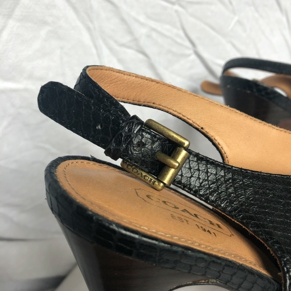 Coach Embossed Leather Open Toe Booties - Picture 4 of 7